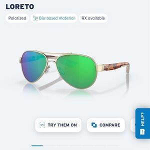 Costa del mar Loreto sunglasses 
Green lens